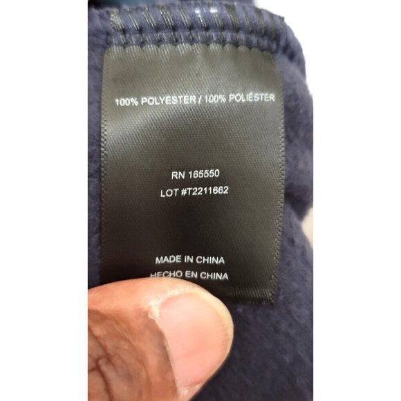 32 Mens Heat Navy Fleece Pullover Sweatshirt With Button Accents & Pocket Size L - Picture 8 of 10